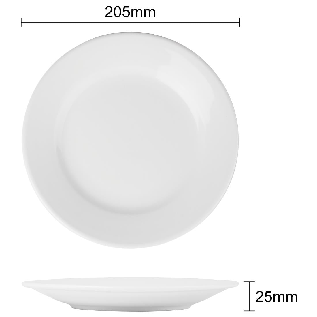 Olympia Athena Wide Rimmed Plates 203mm (Box 12) - CC207