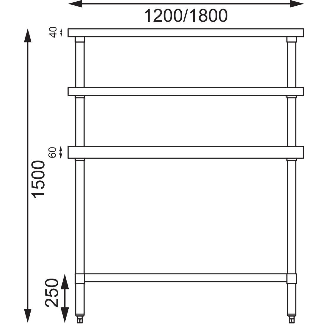 Vogue Stainless Steel Prep Station 1800x600mm - CC360