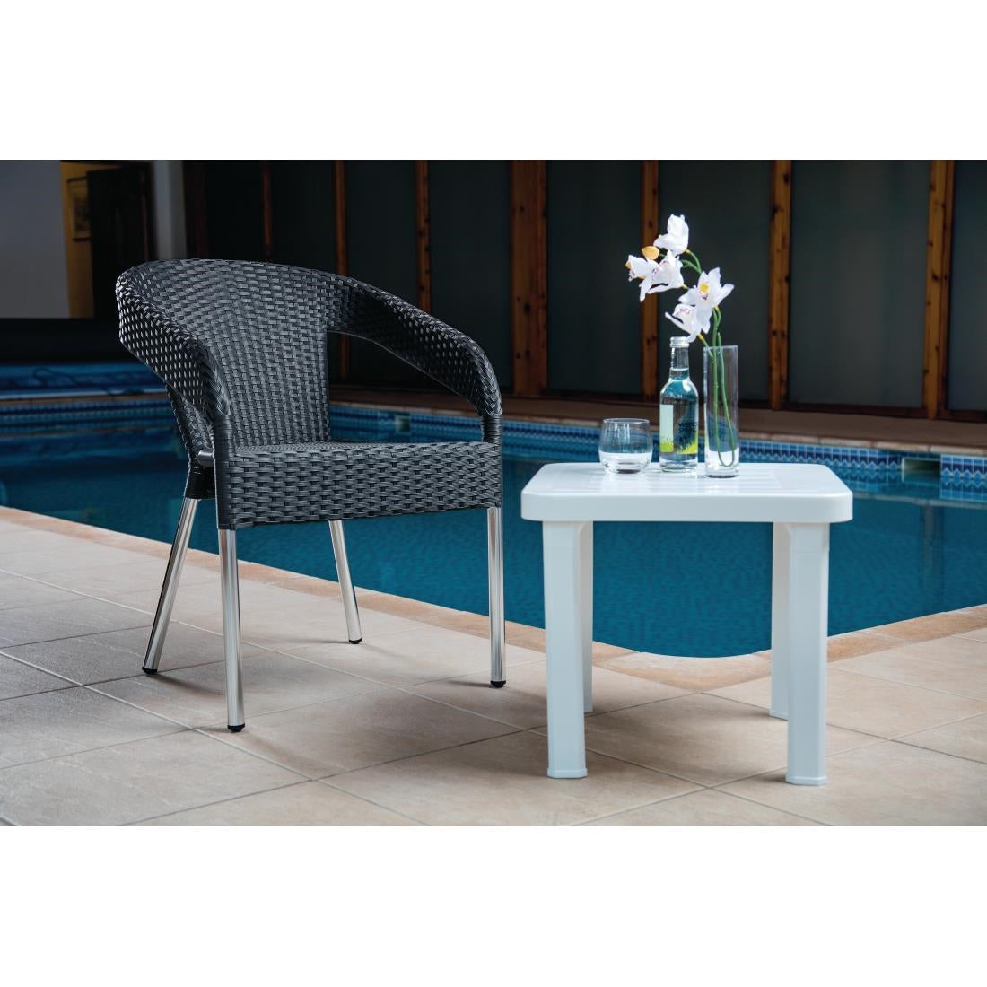 Bolero Wicker Wraparound Bistro Chairs Charcoal (Pack of 4) - CG223