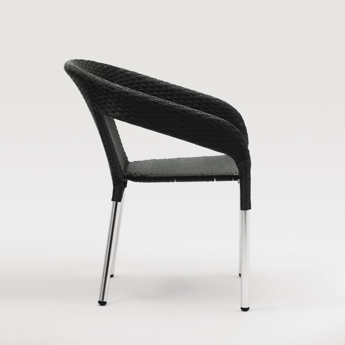 Bolero Wicker Wraparound Bistro Chairs Charcoal (Pack of 4) - CG223