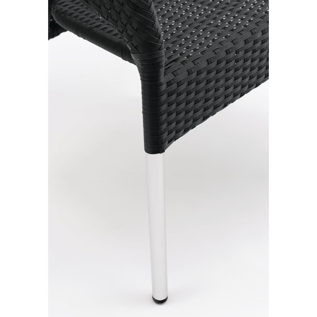 Bolero Wicker Wraparound Bistro Chairs Charcoal (Pack of 4) - CG223