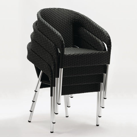 Bolero Wicker Wraparound Bistro Chairs Charcoal (Pack of 4) - CG223
