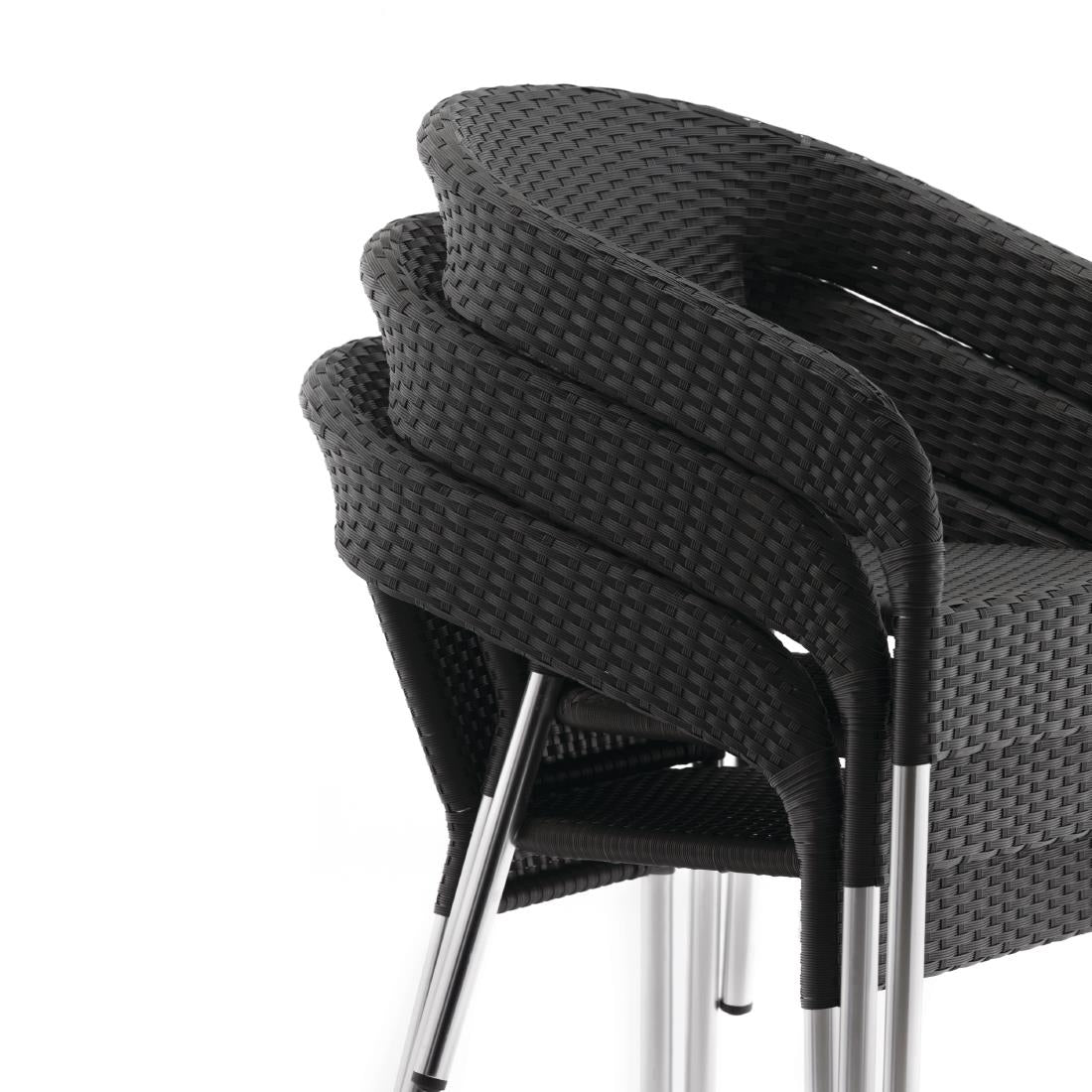 Bolero Wicker Wraparound Bistro Chairs Charcoal (Pack of 4) - CG223