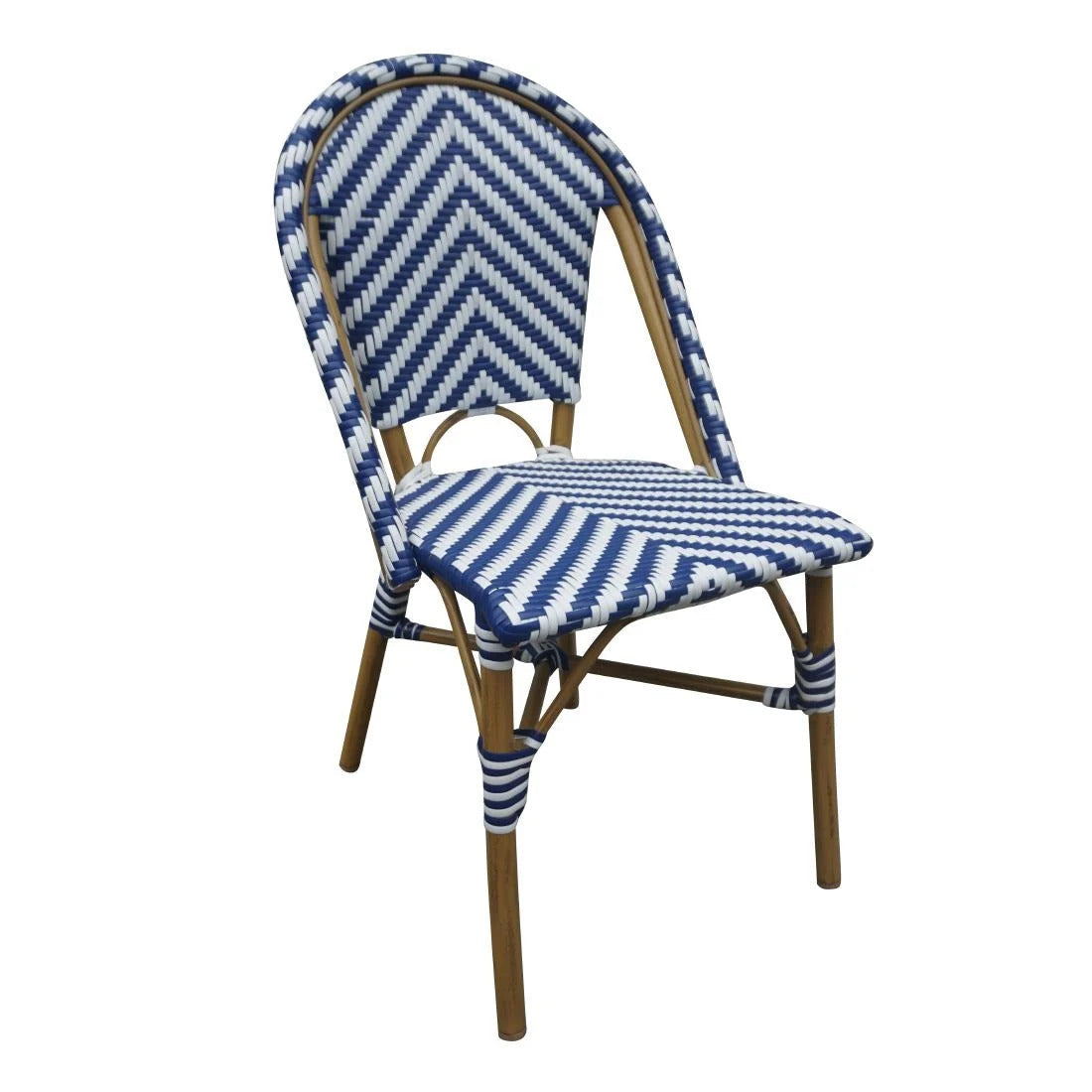 Bolero Parisian Style Rattan Side Chair Blue (Pack of 2)