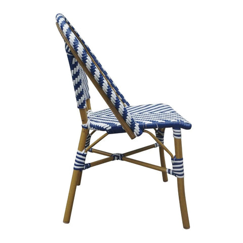 Bolero Parisian Style Rattan Side Chair Blue (Pack of 2)