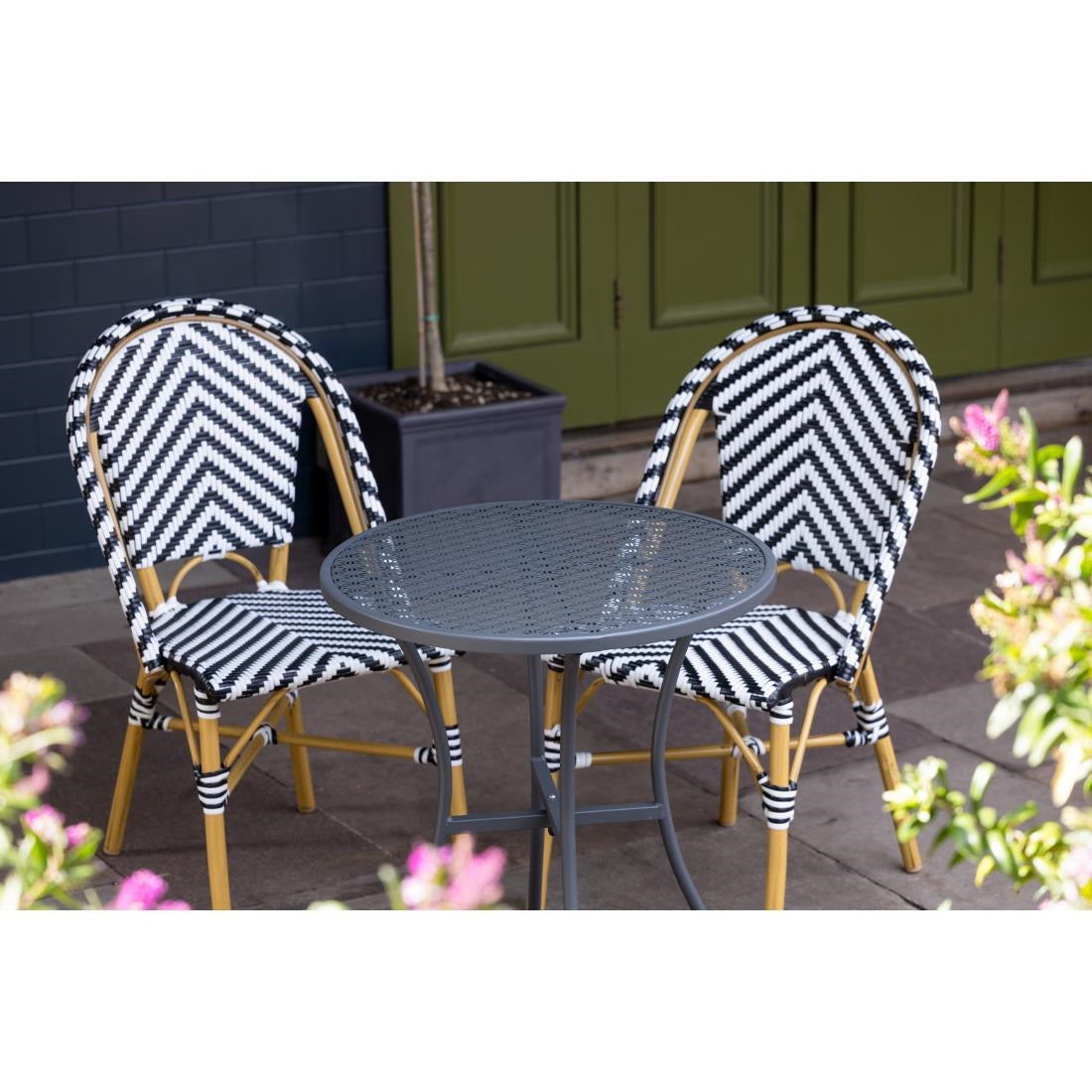 Bolero Parisian Style Rattan Side Chair Black (2 Pack) - CH111