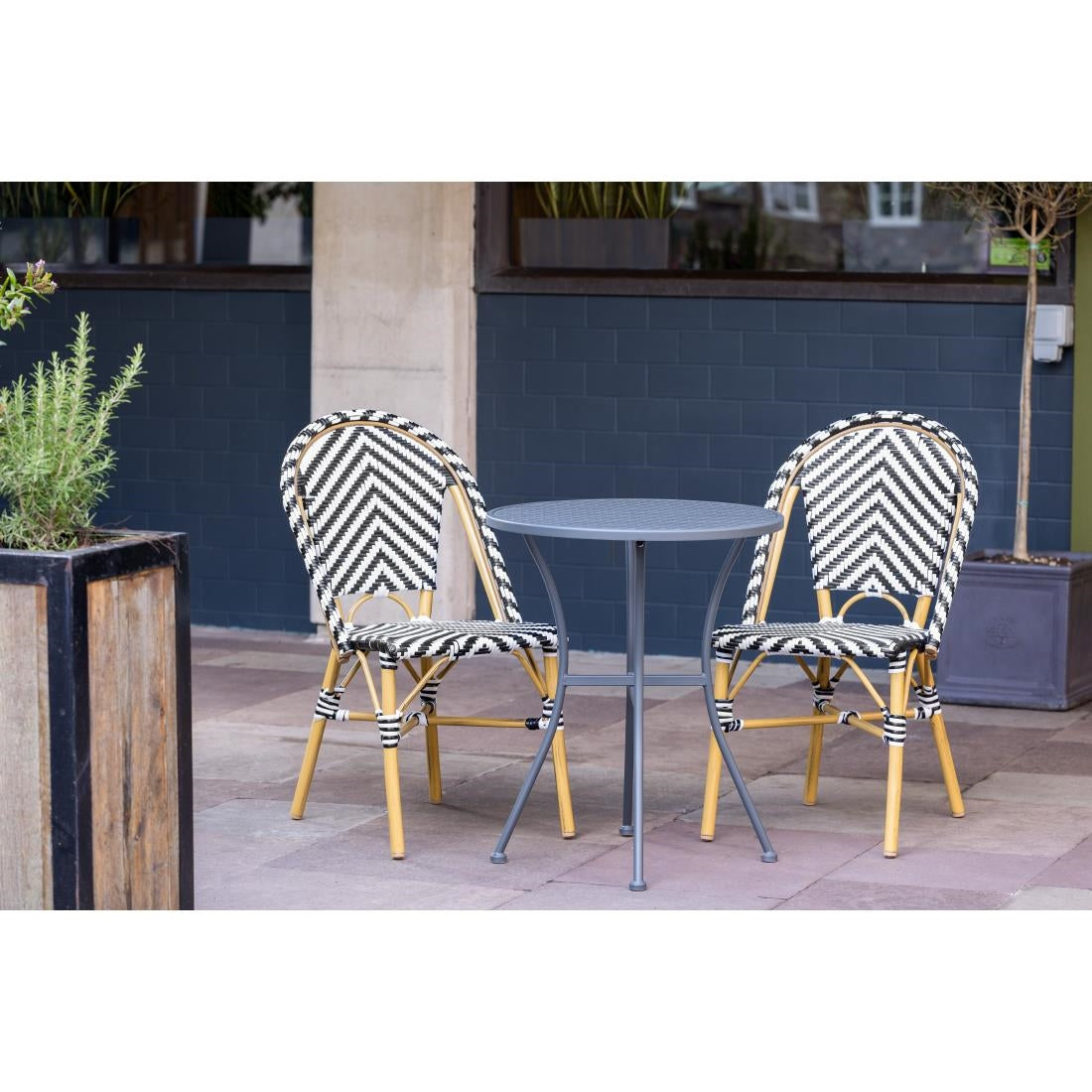 Bolero Parisian Style Rattan Side Chair Black (2 Pack) - CH111