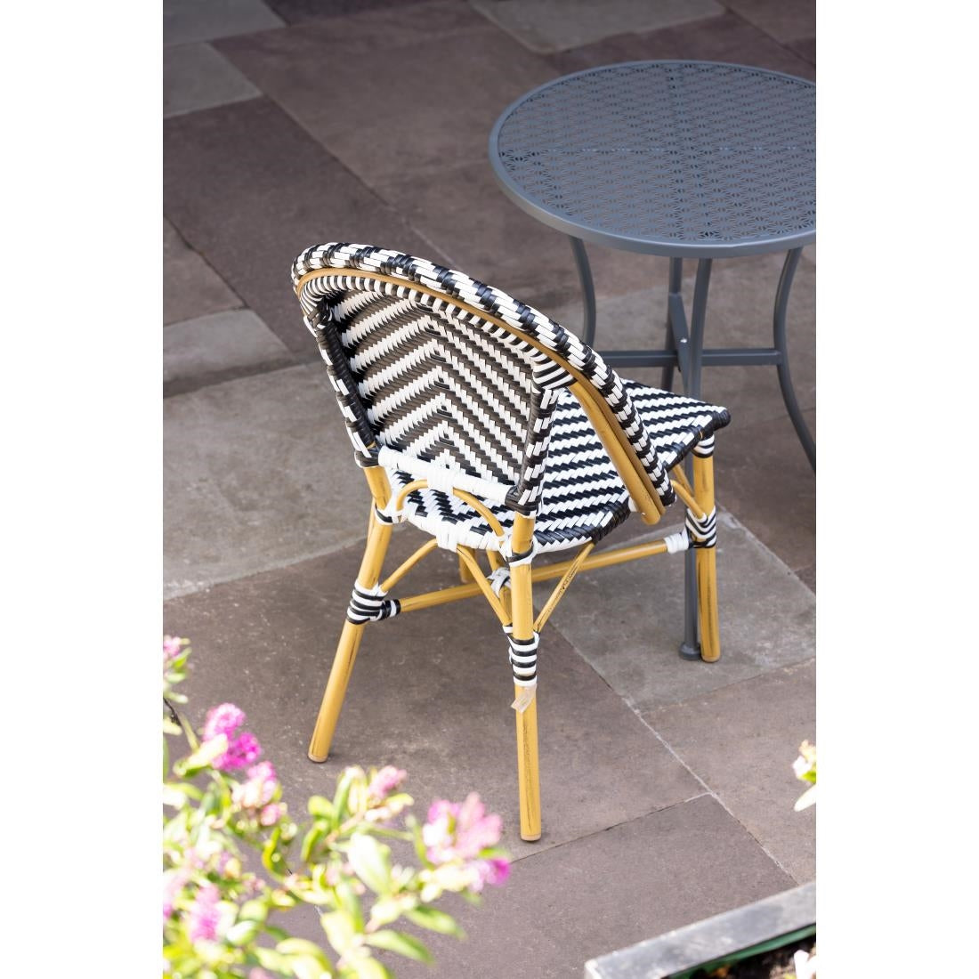 Bolero Parisian Style Rattan Side Chair Black (2 Pack) - CH111