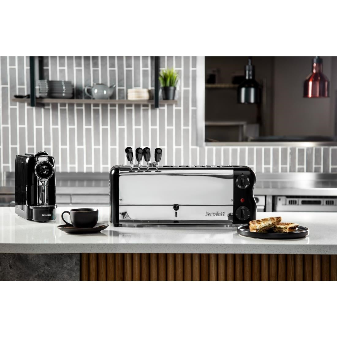 Rowlett Esprit 6 Slot Toaster Jet Black w/2x Additional Elements & Sandwich Cage - HW917-A