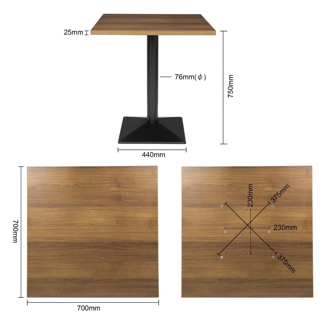 Bolero Complete Square Table 700mm