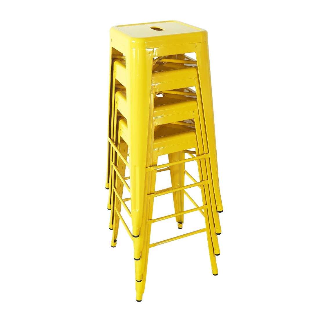 Bolero Bistro Metal High Bar Stool Yellow (4 Pack) - CH999