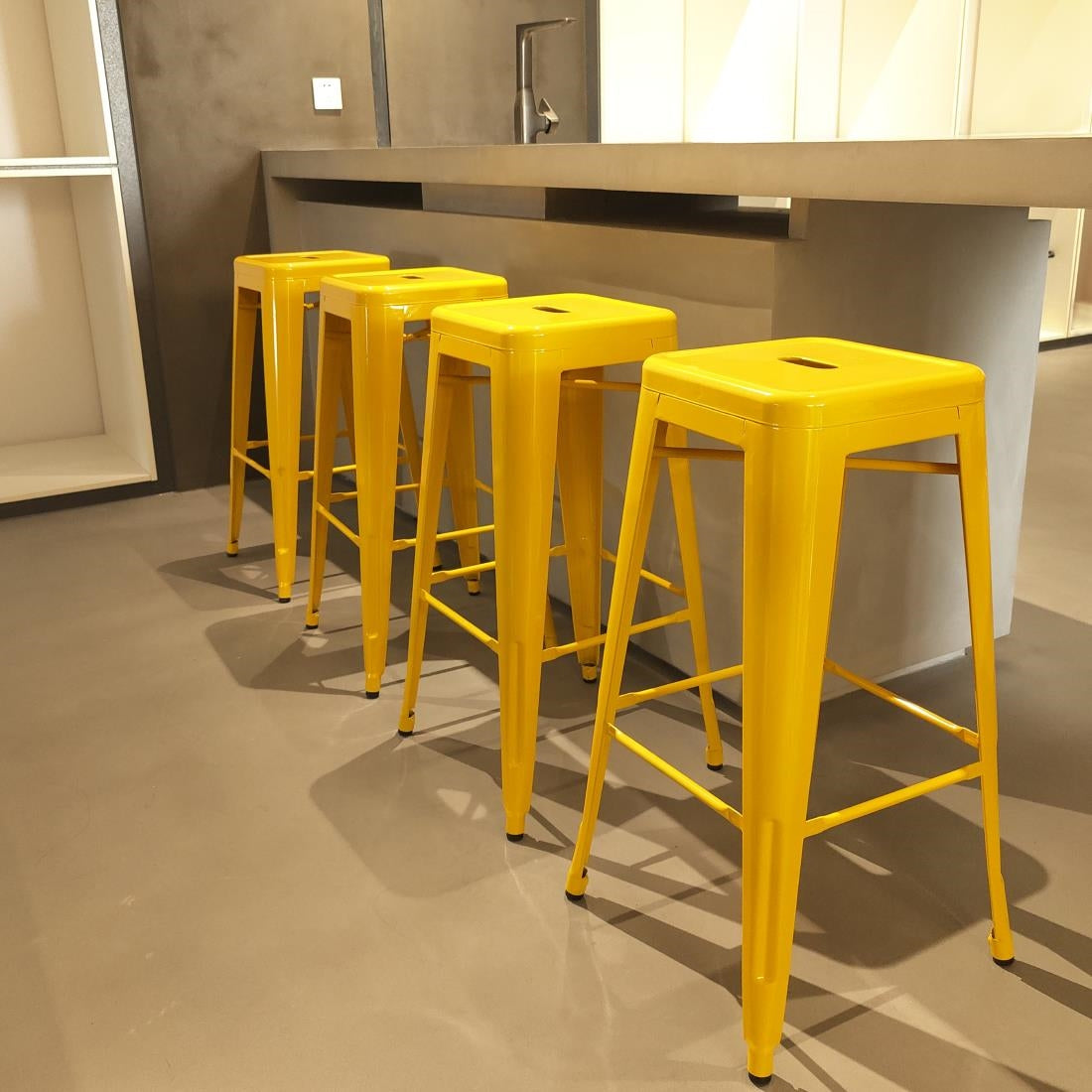 Bolero Bistro Metal High Bar Stool Yellow (4 Pack) - CH999