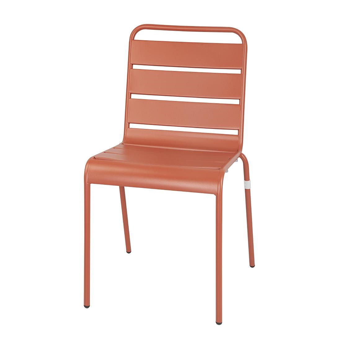 Bolero Terracotta Slatted Steel Side Chairs (4 Pack) - CK063