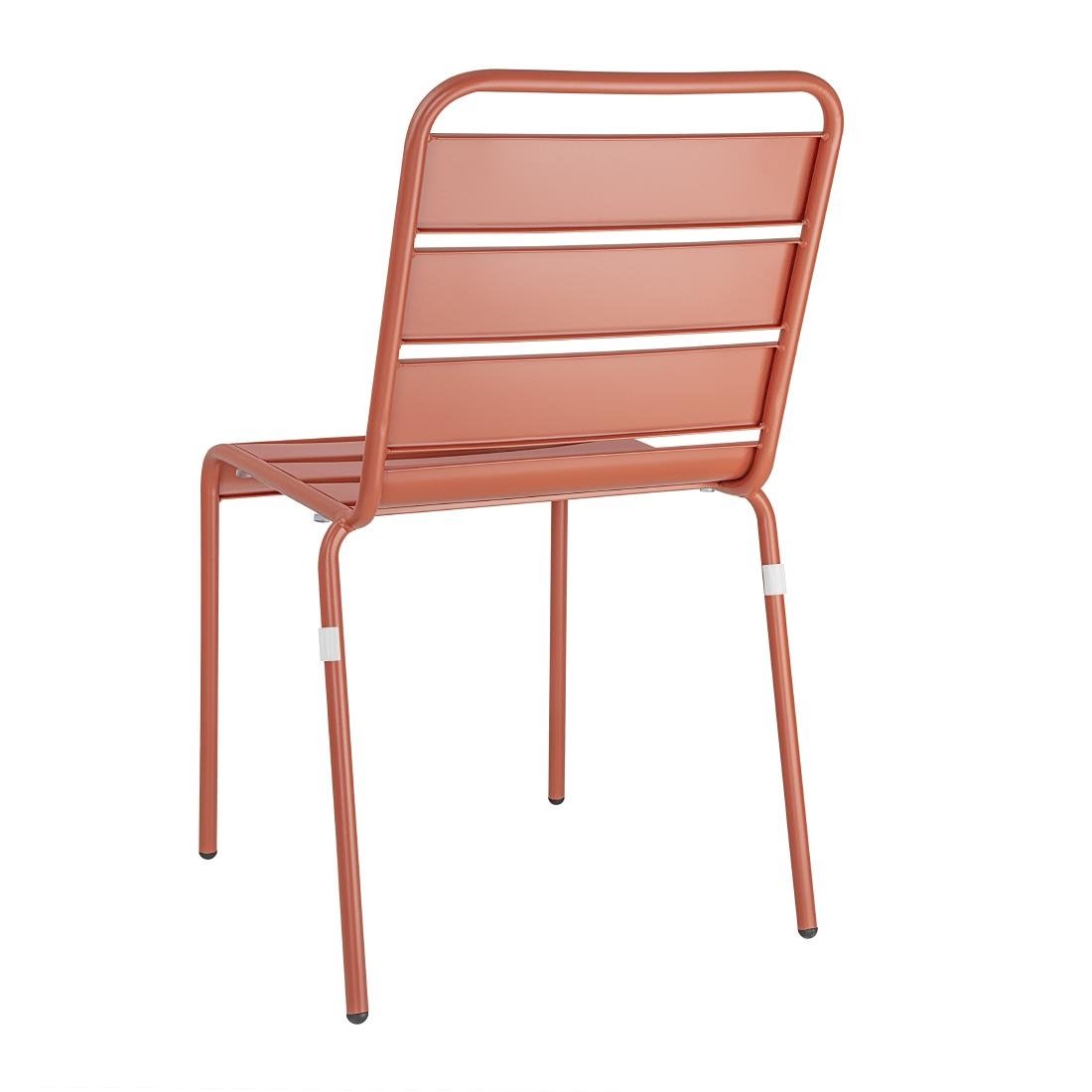 Bolero Terracotta Slatted Steel Side Chairs (4 Pack) - CK063