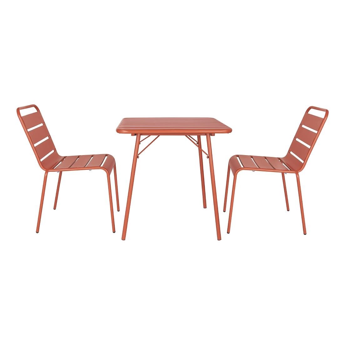 Bolero Terracotta Slatted Steel Side Chairs (4 Pack) - CK063