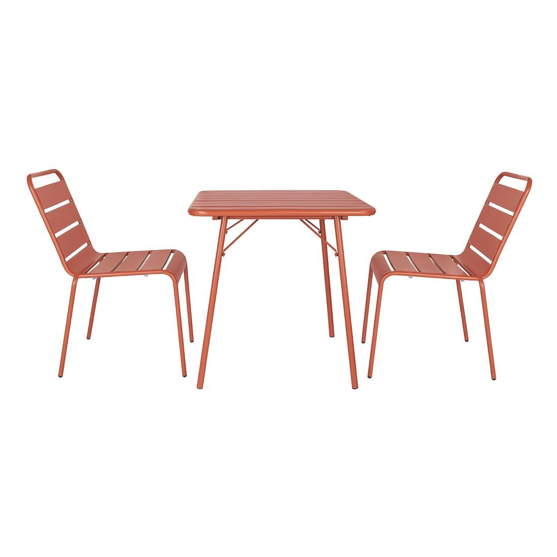 Bolero Terracotta Square Slatted Steel Table - 700mm - CK064