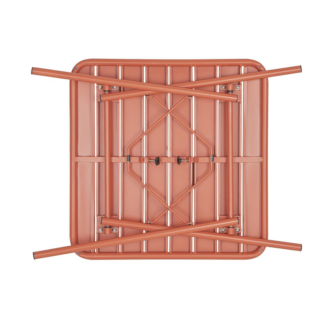 Bolero Terracotta Square Slatted Steel Table - 700mm - CK064