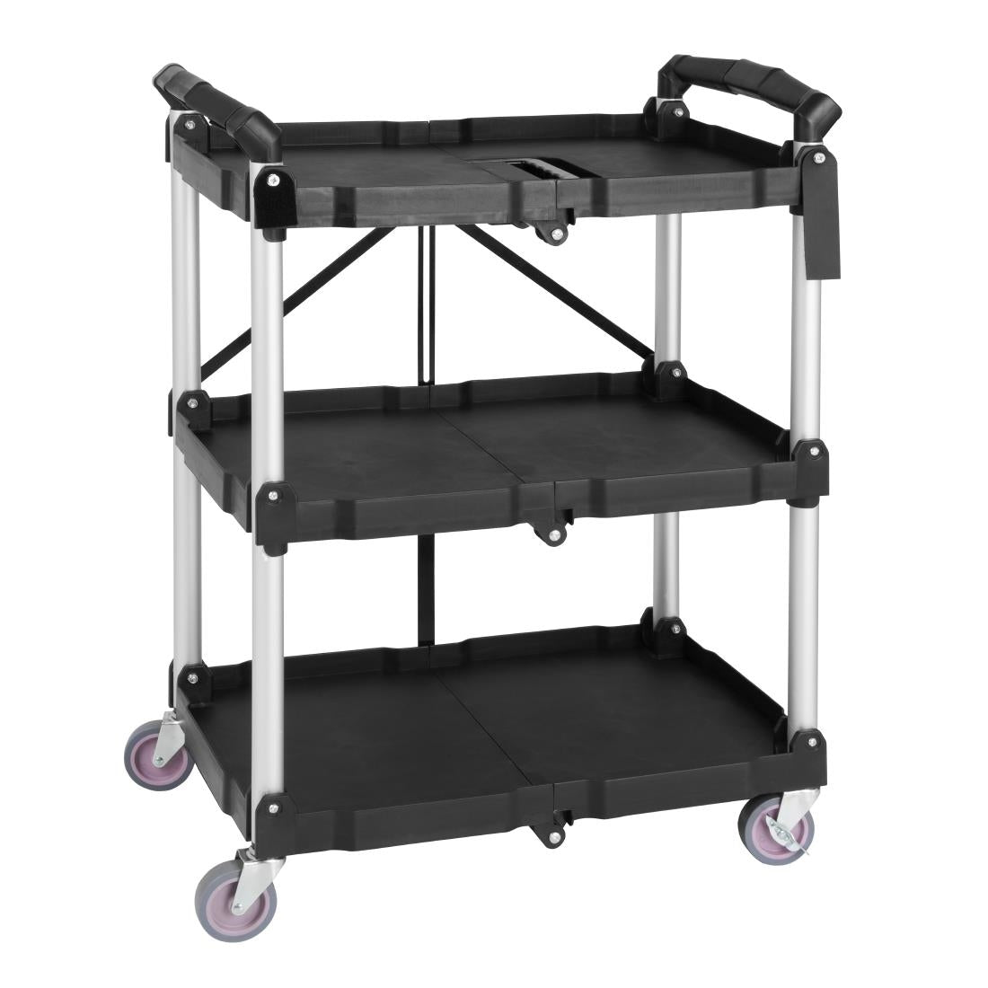 Vogue 3 Tier PP Folding Trolley Black Small - CK113