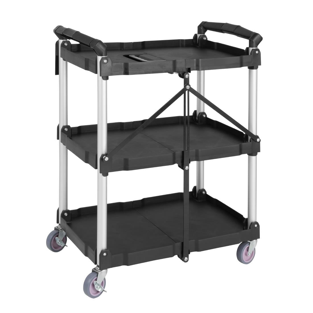 Vogue 3 Tier PP Folding Trolley Black Small - CK113