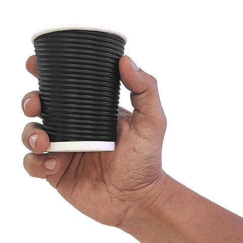 Fiesta Recyclable Takeaway Coffee Cups Ripple Wall Kraft Black 225ml (Pack of 25) - CM540