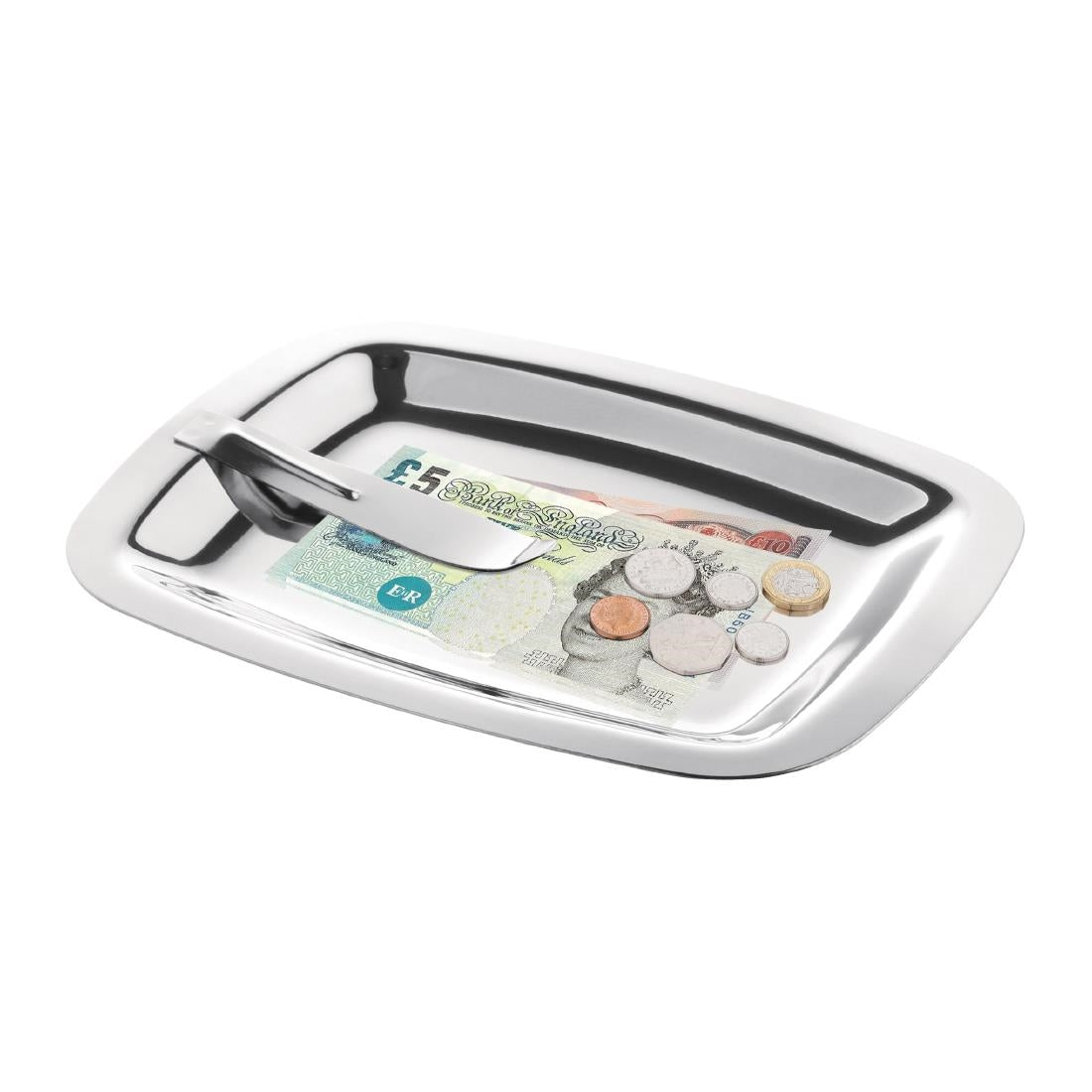 Olympia Square Stainless Steel Tip Tray With Bill Clip - CM759