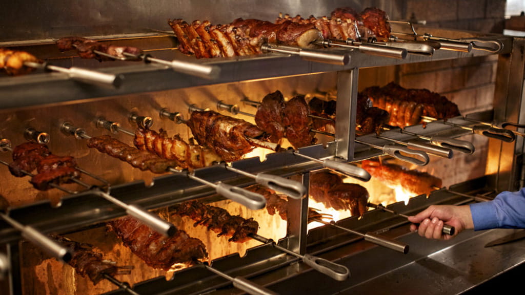Scheer Charcoal Super 300 Charcoal Rotisserie with 35 Skewers - CS300