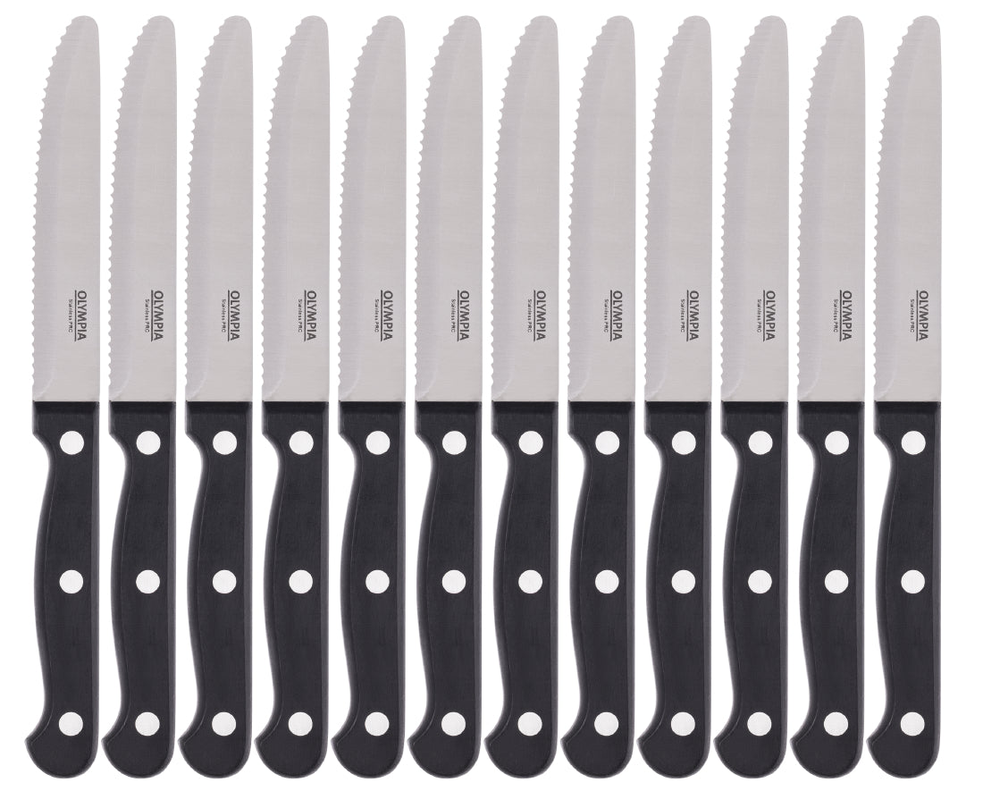 Olympia Rounded Steak Knives Black (12 Pack) - CS716