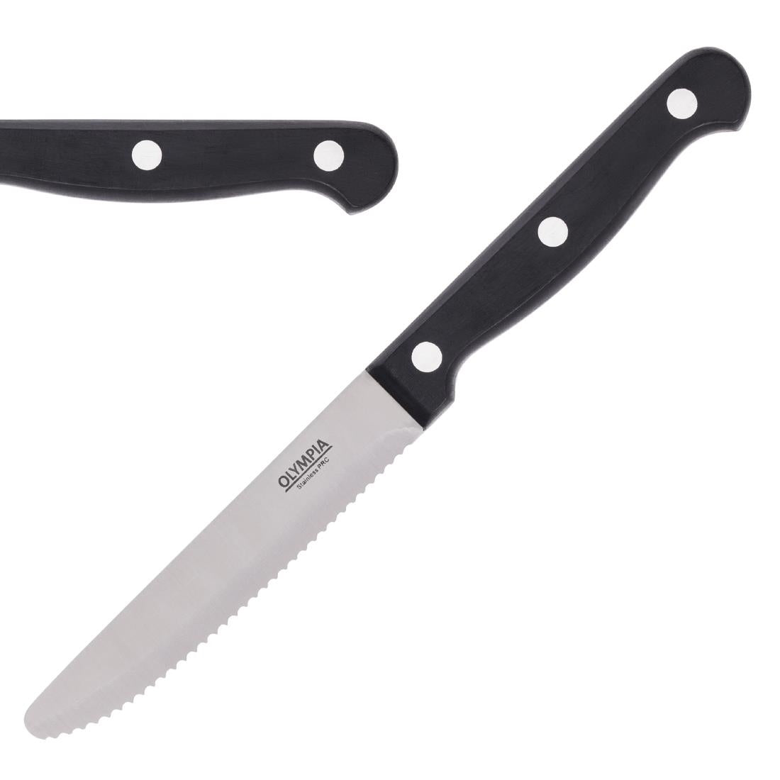Olympia Rounded Steak Knives Black (12 Pack) - CS716