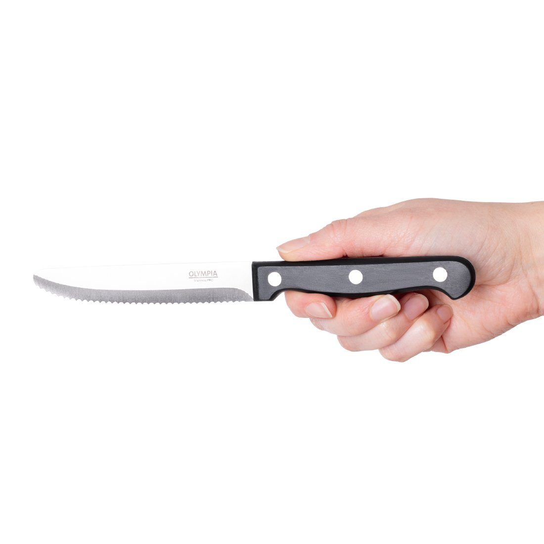 Olympia Rounded Steak Knives Black (12 Pack) - CS716