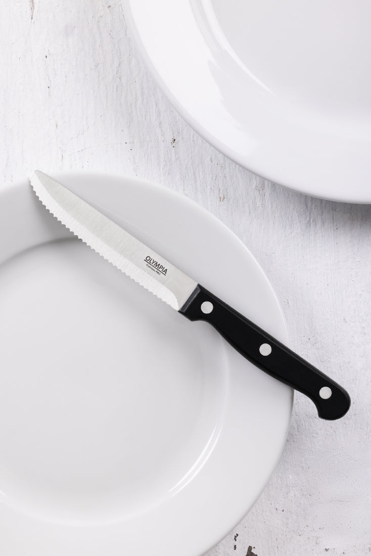 Olympia Rounded Steak Knives Black (12 Pack) - CS716