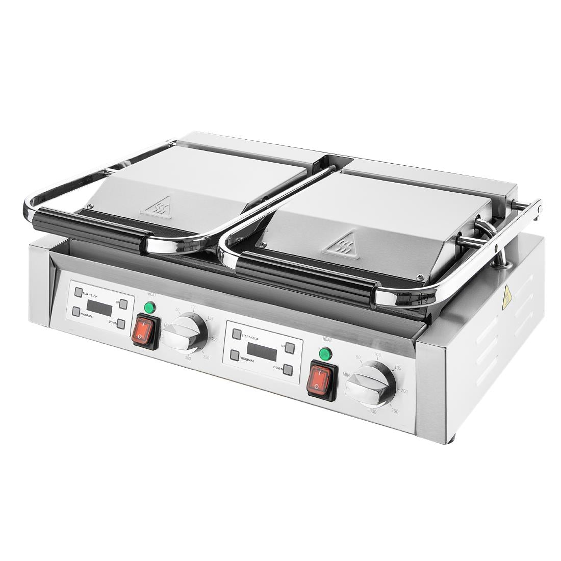 Apuro Double Contact Grill Flat Base Ribbed Top Plate - CU612-A
