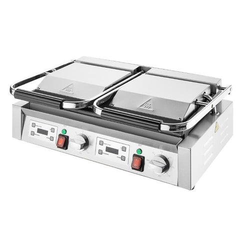 Apuro Double Contact Grill Flat Base Ribbed Top Plate - CU612-A