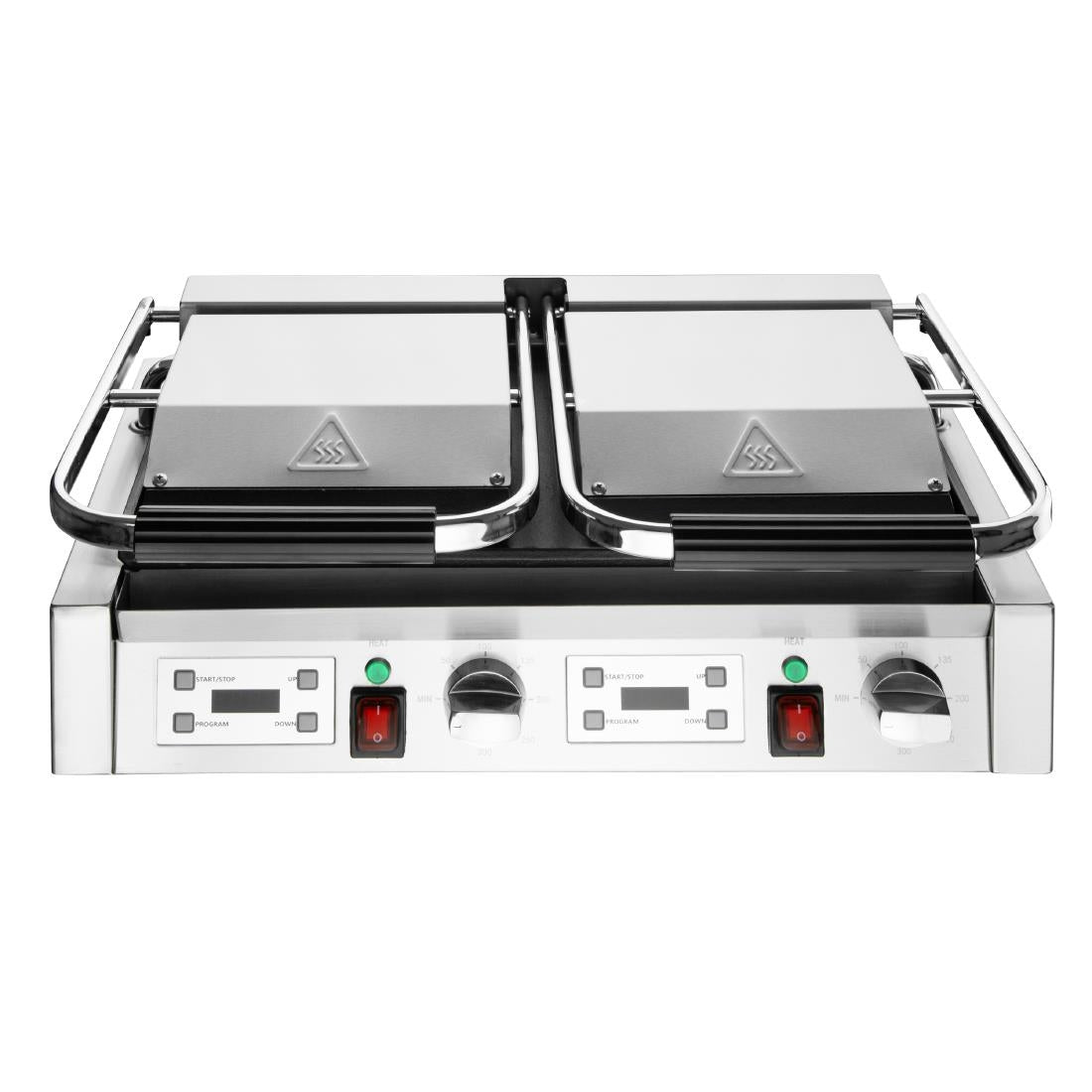 Apuro Double Contact Grill Flat Base Ribbed Top Plate - CU612-A