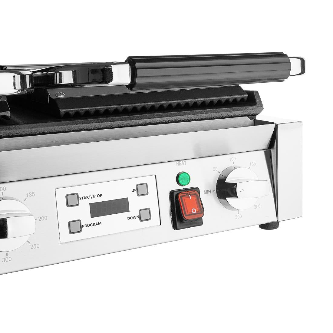 Apuro Double Contact Grill Flat Base Ribbed Top Plate - CU612-A
