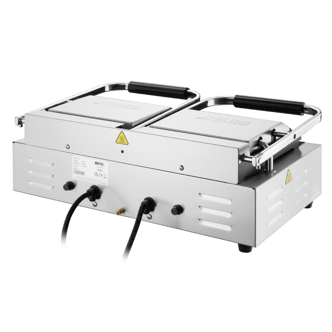 Apuro Double Contact Grill Flat Base Ribbed Top Plate - CU612-A