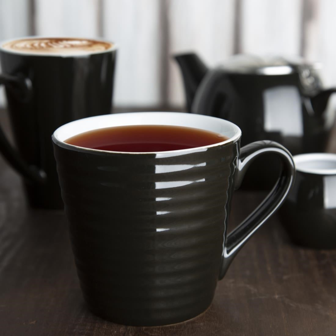 Olympia Cafe Aroma Mug Black - 340ml (6 Pack) - CU959