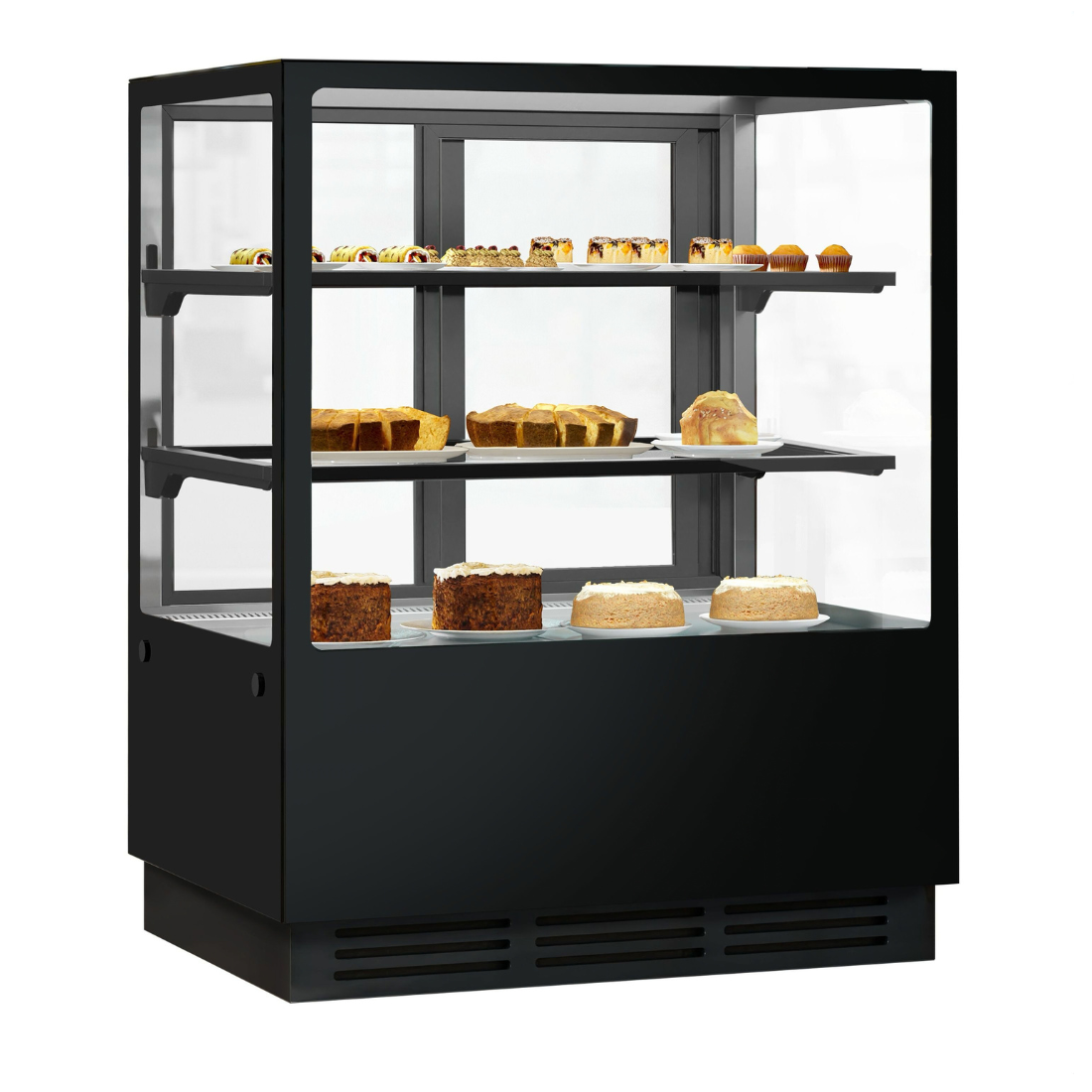 Bonvue Noir Tot 1200mm 2 Shelves Square Cake Display Cabinet - CVS120-2B