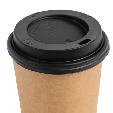 Fiesta Recyclable Coffee Cup Lids Black 225ml (Pack of 50) - CW715