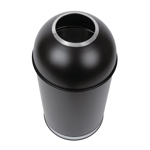 Bolero Stainless Steel Open Lid Bullet Bin Black 40 Litre - CW954