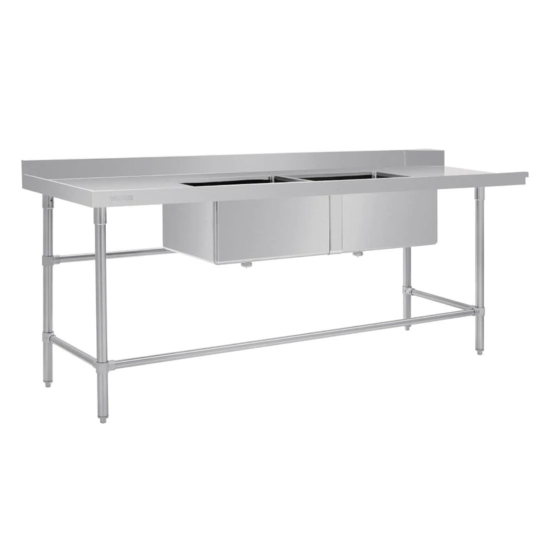 Vogue Dishwasher Inlet Table with Double Bowl Sink