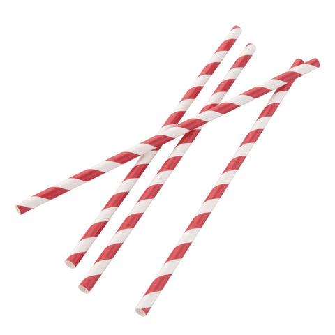 Fiesta Compostable Paper Straws Red & White Stripe 6mm (Pack of 250) - DE927