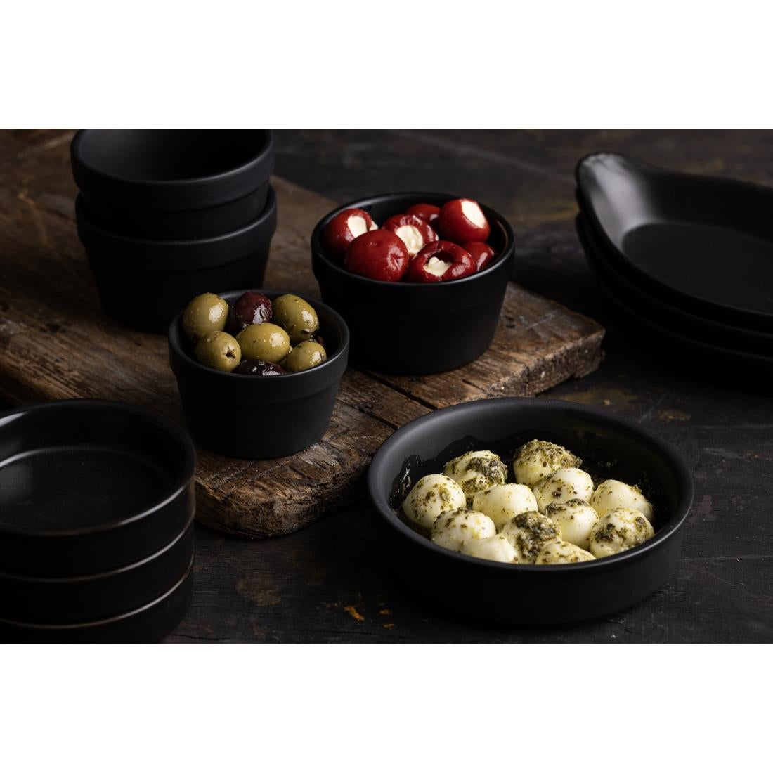 Olympia Mediterranean Stackable Dishes Black 134mm - DK833