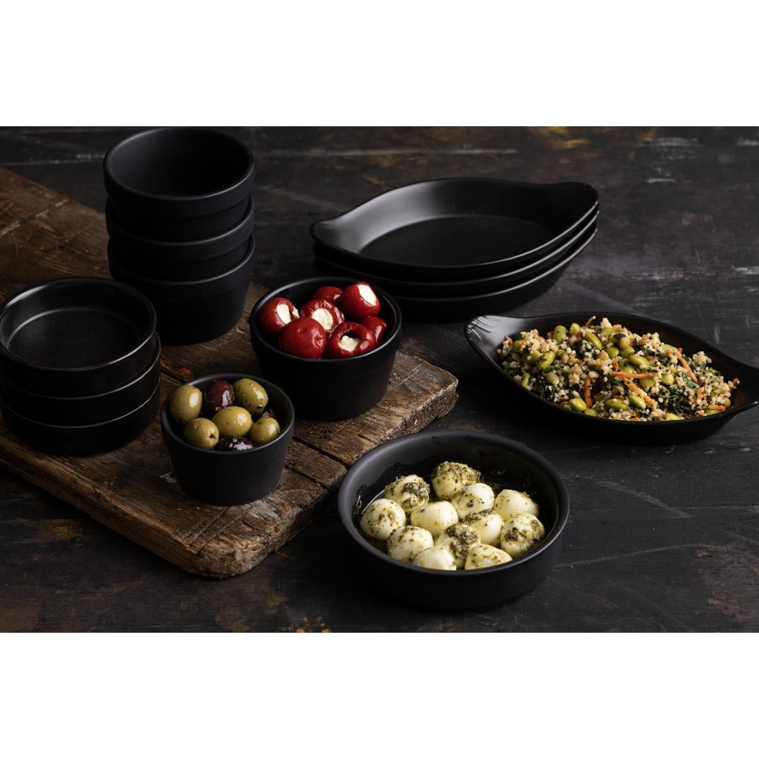 Olympia Mediterranean Stackable Dishes Black 134mm - DK833