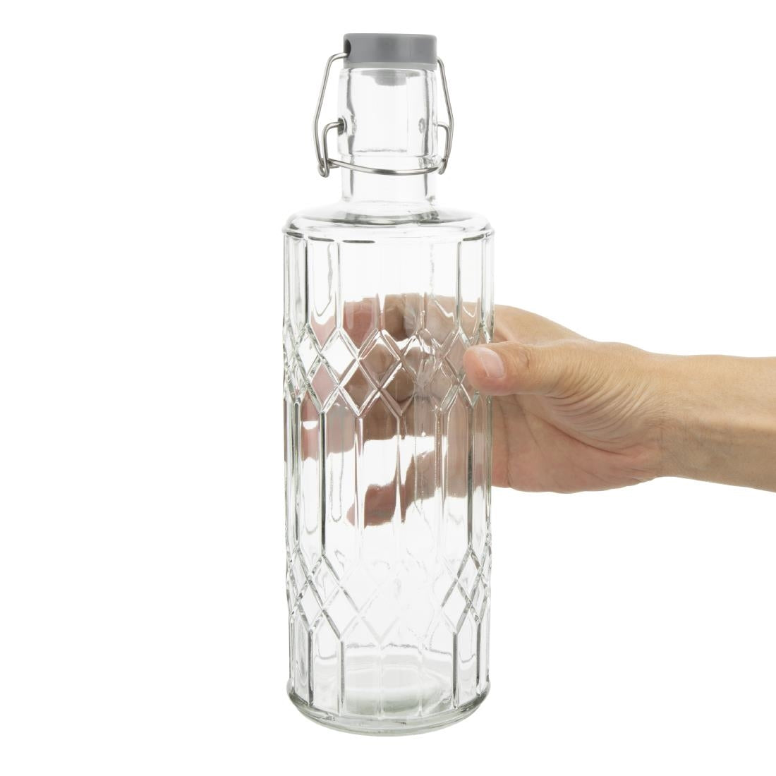 Olympia Geo Glass Water Bottle with Stopper 1Ltr (6 Pack) - DN816