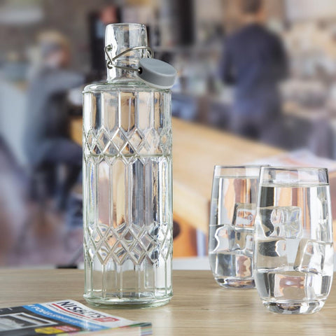 Olympia Geo Glass Water Bottle with Stopper 1Ltr (6 Pack) - DN816
