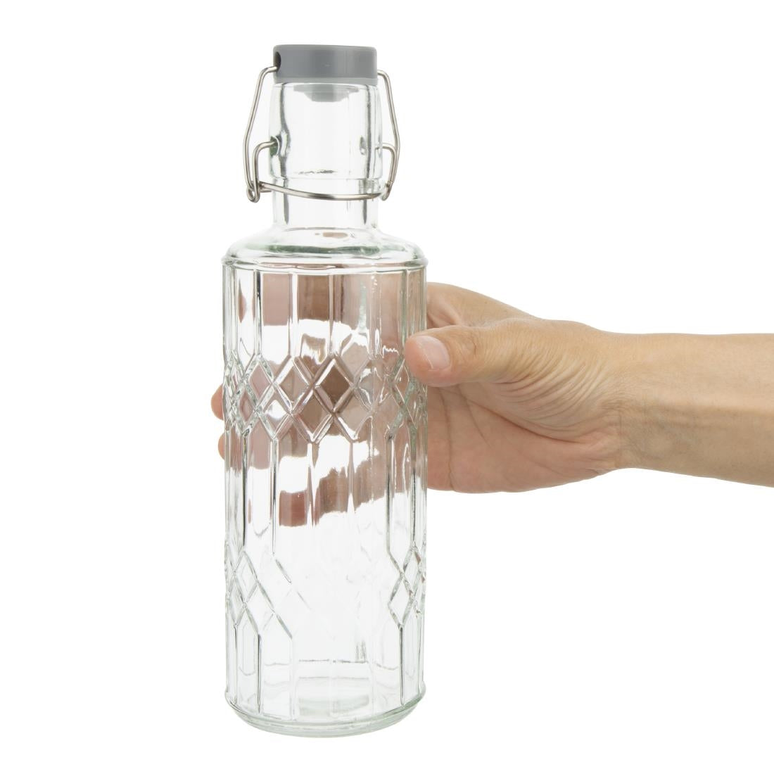 Olympia Geo Glass Water Bottle with Stopper 640ml (6 Pack) - DN817