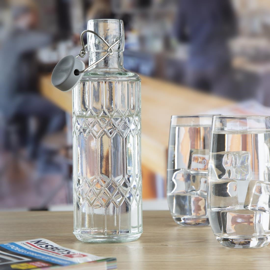 Olympia Geo Glass Water Bottle with Stopper 640ml (6 Pack) - DN817