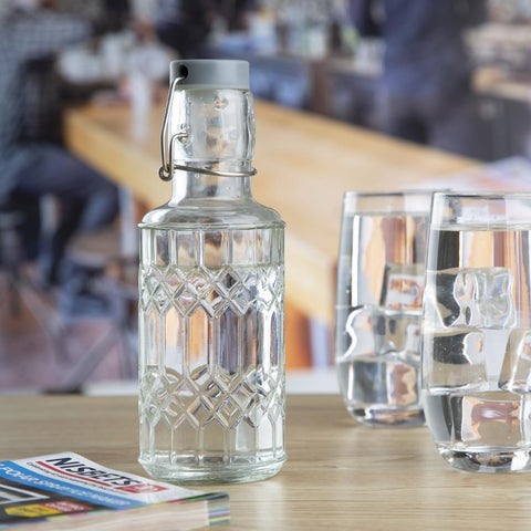 Olympia Geo Glass Water Bottle with Stopper 380ml (6 Pack) - DN818