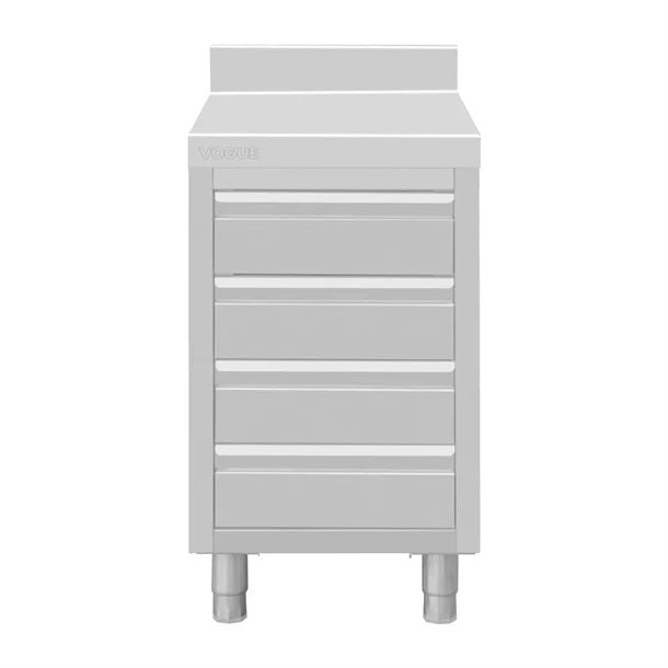 Vogue Stainless Steel 4 Drawer Workstation with 100mm Upstand