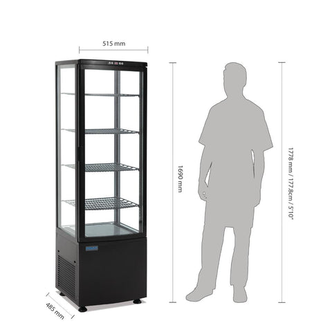 Polar C-Series Energy Efficient Curved Door Display Fridge Black - 235Ltr